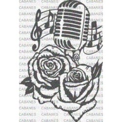 ROSAS MICROFONO NOTAS MUSICALES