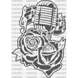 ROSAS MICROFONO NOTAS MUSICALES